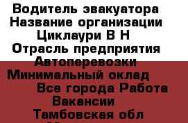 Водитель эвакуатора › Название организации ­ Циклаури В.Н. › Отрасль предприятия ­ Автоперевозки › Минимальный оклад ­ 50 000 - Все города Работа » Вакансии   . Тамбовская обл.,Моршанск г.